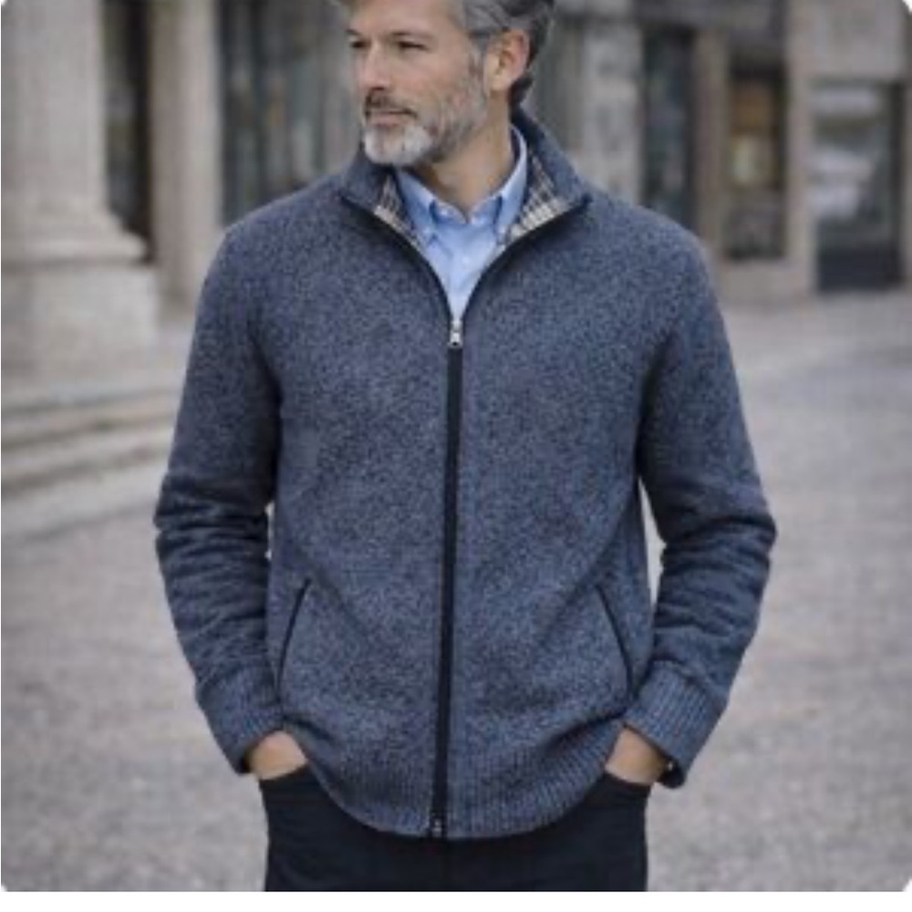 7 Diamonds Men’s Luxe Soft Blue Zip Up Sweater Sz Medium